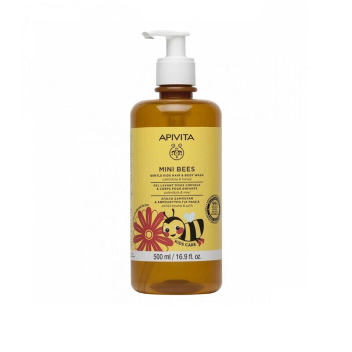 apivita mini bees gentle kids hair body wash calendula honey 500ml